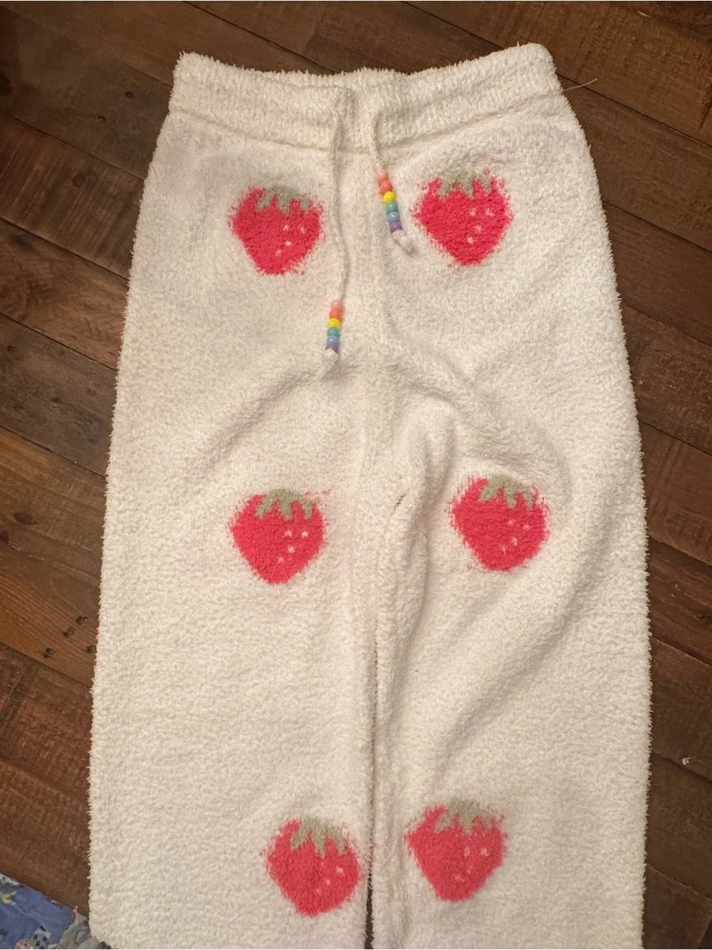 LOLA & THE BOYS Fuzzy Strawberry Lounge Pants
